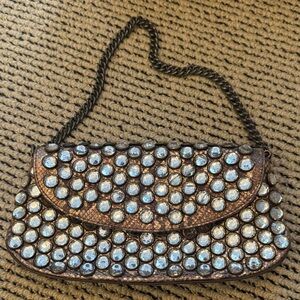 Betsey Johnson Brown and Silver Crystal Clutch